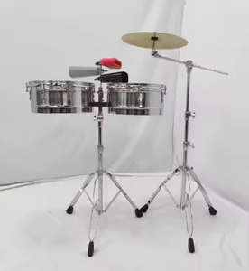 Timbel 13+14 Inch <strong>Drum</strong> Chamber <strong>Set</strong> 4inch <strong>Black</strong> Cowbell 6inch Silver Cowbell Red Block 22mm Cymbal Stand 16inch Cymbal Plastic - Product Image 4