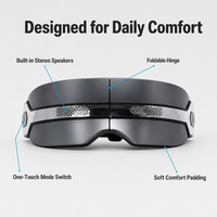 Masseur oculaire portable pliable rechargeable avec chaleur, vibrations, musique, soulagement de la fatigue oculaire, aide au sommeil, soin des yeux contre le stress
