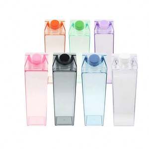 Custom Printing 1000Ml/500Ml <b>Clear</b> Square Plastic Leak-Proof Minimalist Party Water Bottle with <b>Lid</b> & Straw Direct Drinking - Product Image 2