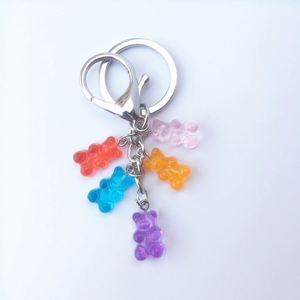<b>Cute</b> Colorful Bear Keychains Resin Cartoon Bear Charm <b>Keyrings</b> with Glossy Finish for Bag Charms Gift Giving - Product Image 6