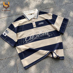 Custom Apparel Manufacturers Color Block Tee Heavyweight Oversized Men's <b>T</b>-<b>shirt</b> Embroidery Stripes <b>Polo</b> <b>T</b> <b>Shirt</b> - Product Image 1