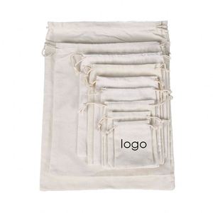Sac de rangement personnalisé en toile de coton et chanvre avec cordon de serrage et poche - Product Image 6