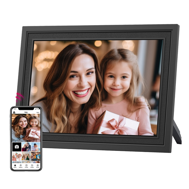 WiFi Digital Picture Frame 10.1" Touch Screen with MP4 Support Sleep Mode Share Photos & Videos Instantly Via Uhale App
