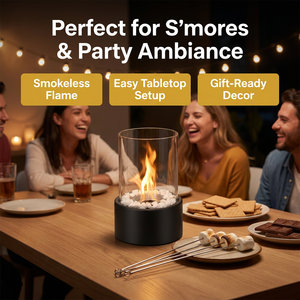 Brasero de table portable avec kit de préparation de S'mores - Cheminée au bioéthanol sans fumée pour décoration intérieure et cadeau de fête, bol à feu en verre - Product Image 4