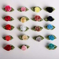 OKAY 100% Polyester Satin Rosette Rose Buds Mini avec échantillons gratuits Rubans en gros avec feuilles