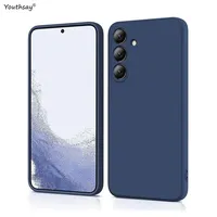 Casing silikon cair TPU lembut polos, sarung HP untuk Samsung Galaxy A24 A34 A54 A14 A04 Funda Coque