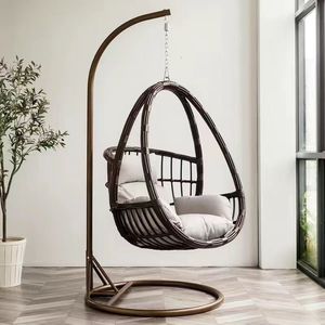 Meubles d'extérieur, balançoires de patio, balançoires suspendues en forme d'œuf, chaises <span class=keywords><strong>cocon</strong></span> avec support en métal, <span class=keywords><strong>chaise</strong></span> suspendue en rotin tressé pour l'intérieur et le jardin - Product Image 5