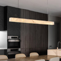 Suspension linéaire moderne et minimaliste en albâtre espagnol naturel, lampe suspendue de luxe en pierre pour îlot de cuisine, salle à manger, bureau