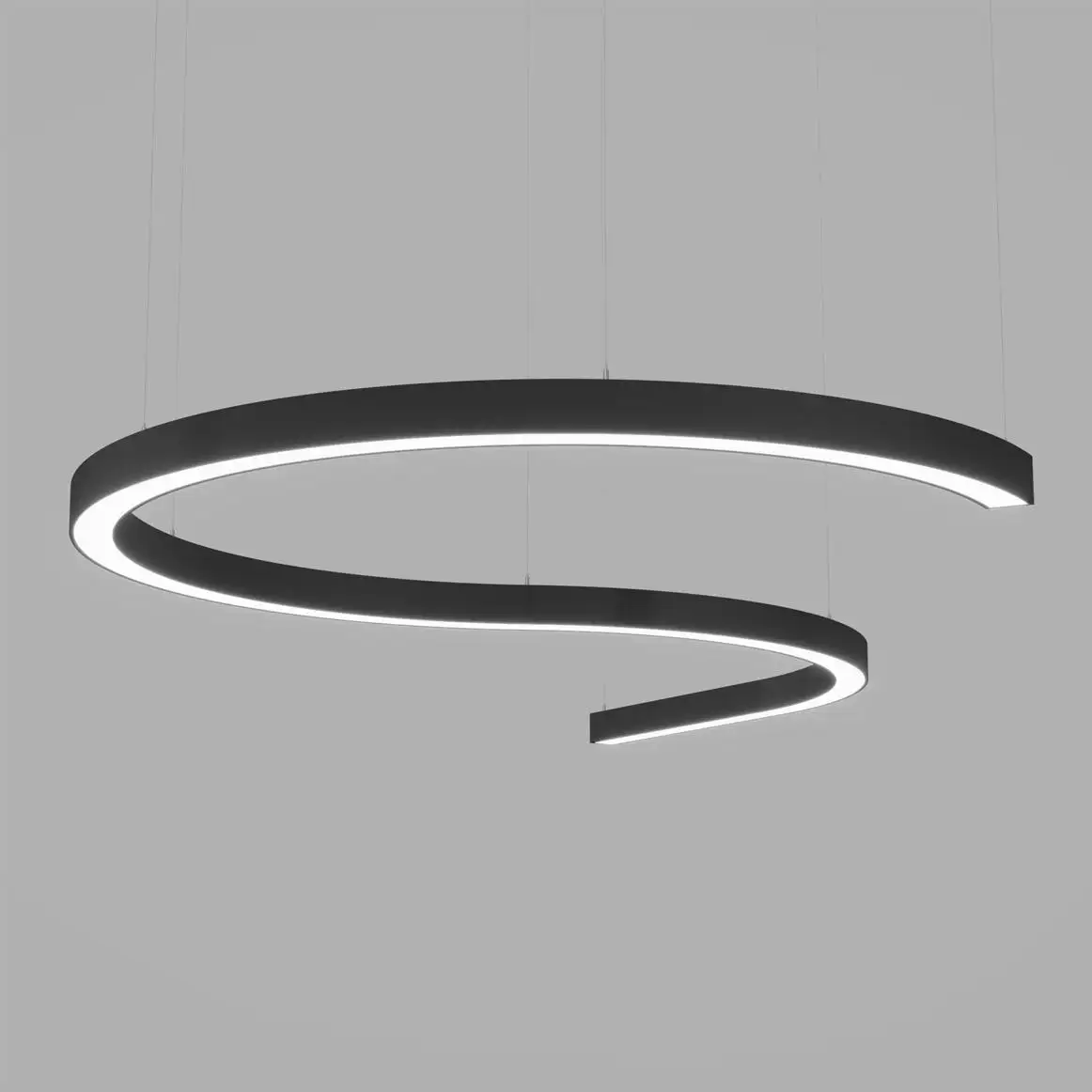 מהיר משלוח S צורת אלומיניום תליון אור מעוגל מותאם אישית LED פרופיל אור עבור עסקים מרכז