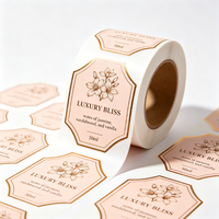 Étiquettes autocollantes en vinyle pour cosmétiques de marque privée TEDDY, logo en or, estampage à chaud, étiquettes de parfum, laminées brillantes