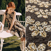 Sac lourd pour filles, fait main, luxueux, avec base marron foncé, motif de vigne dorée, anneau épaissi et broderie bulle tricotée