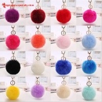 Nouvelle couleur 2026, pompon frais en fausse fourrure de lapin Rex, pendentif porte-clés fait main, ornements créatifs pour sacs à main et cabas pour femmes