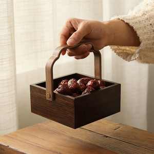 <b>Bamboo</b> Woven Small Basket Round Handmade Food <b>Container</b> Desktop Snack Basket Outdoor Use - Product Image 4