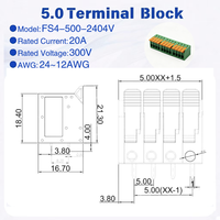AOSI KF208R PLH5 Bornier de connexion à levier pour circuit imprimé, pas de 5,0 mm, PA66 UL94V0, 20A 300V, connecteur sans vis pour contrôle industriel