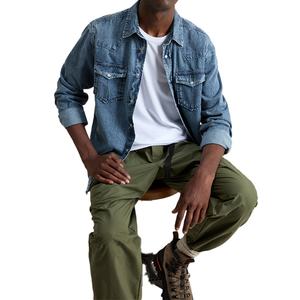 Camisa de Mezclilla para Hombre, Color Sólido, con Logotipo Personalizado, Estilo Casual, Primavera-Otoño, Lavado Azul Claro - Product Image 5