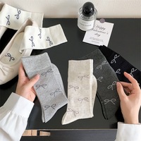 Chaussettes mi-mollet à nœud pour filles, chaussettes en coton de haute qualité de style ballet, chaussettes longues douces pour l'automne