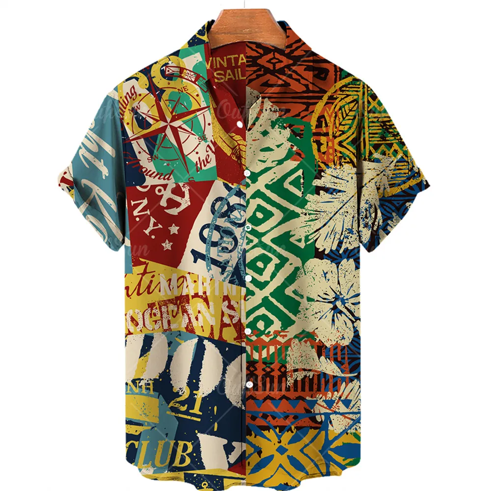 22024 yeni Hawaiian noel gömlek moda gevşek plaj yaz baskılı kısa kollu gömlek erkek 3D baskılı gömlek