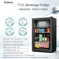 Réfrigérateur à boissons portable compact Kubigel 112L à double température avec écran LED, dégivrage automatique, contrôle numérique, 1 porte