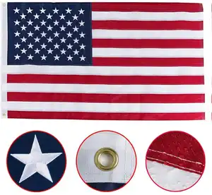 Embroidery High Density Patchwork Embroidery American State Flag 3x5ft Heavy Duty 210D Oxford Fabric Embroidered Stars National Flag