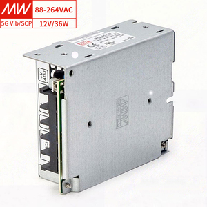 MEAN WELL Fuente de alimentación conmutada cerrada de 12V, 3A, 36W, 84.5% Eff. Baja potencia de ralentí, tamaño compacto, resistente a las vibraciones - Product Image 1