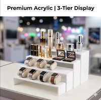 Support d'affichage pré-assemblé à 3 niveaux en acrylique blanc |   Support étagé pour bijoux cosmétiques |   Comptoir personnalisé haute brillance