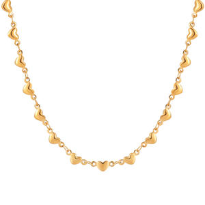 Mercanti di fabbrica di beneficenza 18K placcato oro cuore collana bracciale moda in acciaio inox gioielli Set per le donne - Product Image 2