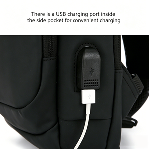 Sac de poitrine antivol pour homme avec port USB, multifonctionnel, en nylon imperméable, sac messager de voyage, sac bandoulière pour homme, vente en gros - Product Image 3