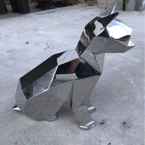 Sculpture de chat en métal poli miroir, Sculpture de chat en acier inoxydable - Product Image 1