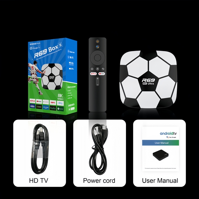 Football Smart TV BOX New 2026 Smart Media Player 8K Streaming OTT TV BOX Powered by Android 14.0 System with Your Custom Brand