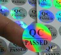 Autocollant adhésif rond en PVC QC, étiquette adhésive, hologramme Laser passe, vente en gros,