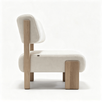 Fauteuil lounge moderne en bois de frêne massif avec coussin épais et tissu tressé, fauteuil d'appoint pour salon et hôtel, personnalisable OEM