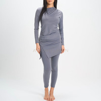 Nieuwe Trend Bescheiden Burkini Custom voor Dames Effen Kleur Sneldrogend Niet Doorschijnend Zwemkleding Set