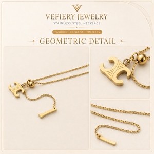 Collier ajustable en acier inoxydable plaqué or avec pendentif géométrique tendance pour femme - Product Image 4