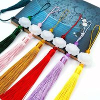 Pendentif double face en jade blanc style ethnique avec pompon lotus, en polyester, fait main, découpé, imprimé et estampé à chaud, pour vêtements chinois