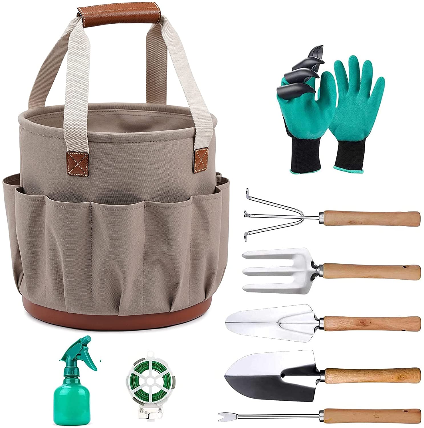 Heavy Duty Gardening Hand Tools and Essentials Kit Include Weeder Rake Shovel Trowel and More