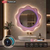 Miroir de salle de bain mural pour hôtel, rond, irrégulier, en aluminium moulé, avec éclairage LED frontal de 800 mm