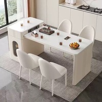 Table de salle à manger îlot de style crème pour salon, table à thé intégrée, îlot rétractable en ardoise, idéale pour la maison et les petits appartements