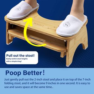 Bamboo Toilet <b>Stool</b> Solid Wood Anti Slip <b>Bathroom</b> Step <b>Stool</b> For Squatting - Product Image 2