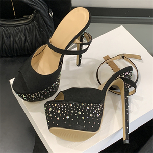 2025 Women's Outdoor Stiletto High Heels Super High Heel <b>Fish</b> Mouth Open Toe Sandals Anti-Slip Breathable Features for Autumn - Product Image 2