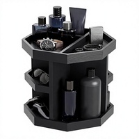 Organisateur de parfums rotatif en pin de 12 pouces pour hommes, support à 3 niveaux pour parfums, 9 compartiments, présentoir classique multifonctionnel pour bureau, salle de bain