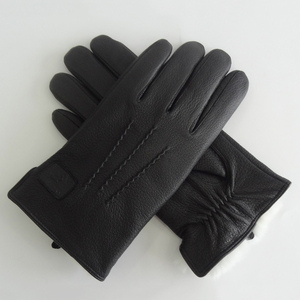 Personnalisé bas quantité minimale de commande classique hommes noir <span class=keywords><strong>hiver</strong></span> chaud imperméable à l'eau mode Iimitatied <span class=keywords><strong>gants</strong></span> en cuir de daim avec doublure en fourrure de lapin - Product Image 2
