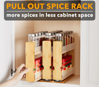 Organisateur de rangement coulissant en bambou pour armoire, support à épices robuste pour cuisine et garde-manger, organisation verticale coulissante