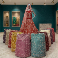 Lehenga en résille pour femme, orné de perles, taille unique, tenue de soirée évasée pour mariages, fiançailles et événements anniversaires