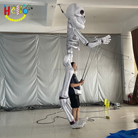 Costume de marche pour défilé nocturne d'Halloween, squelette gonflable lumineux à LED, marionnette squelette, homme citrouille