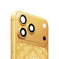 Pour iPhone 17 Pro Max : Cadre de téléphone plaqué or 24 carats au design de luxe avec motif gravé profond, boîtier de téléphone électroplaqué