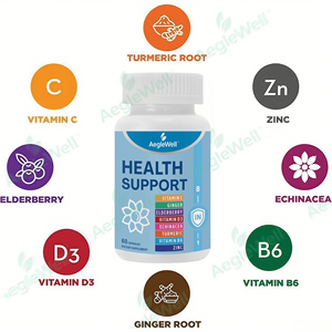Aeglewell Prix de gros Suppléments à base de plantes Vitamine c <span class=keywords><strong>8</strong></span> en 1 Capsule d'extrait de sureau noir Capsules de sureau pour adulte - Product Image 4