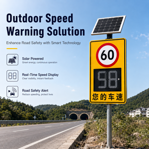 Panneau de signalisation de vitesse radar à énergie solaire, affichage LED de la vitesse des véhicules, panneau d'avertissement routier IP65 pour la sécurité routière - Product Image 2