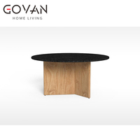 Table de salle à manger ronde en teck de luxe moderne pour l'extérieur avec finition résistante aux intempéries pour hôtel, patio, restaurant, jardin