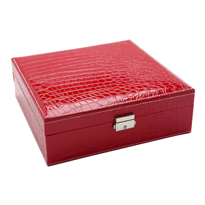 Wholesale Large Retro Pu Double Layer Necklace Jewellery Storage Case Crocodile Pattern Leather Jewelry Box Organizer For Women