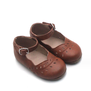 Zapatos Mary Jane Retro Clásicos para Niñas, de Cuero Encerado Calado, para Primavera y Otoño, Zapatos de Princesa para Niñas Pequeñas - Product Image 1